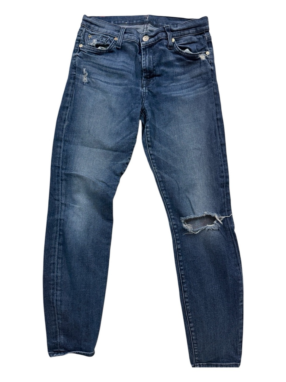 👖 7 For All Mankind Distressed Skinny Jeans – Size 29 – Medium Wash 👖